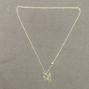 Cat Pendant Necklace New Stainless Steel Silver Tone Women's